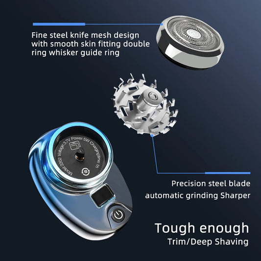 Portable Electric Shaver Pocket Electric Razor For Men Mini Beard Shaver LCD Power Display Type-C Rechargeable Wet Dry Use Razor