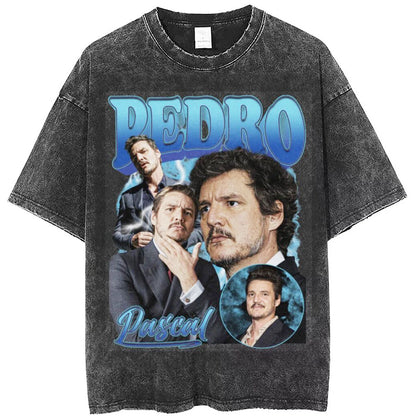 Vintage Pedro Pascal T Shirt Washed Harajuku Pascal Merch Retro Tshirt Hip Hop Bootleg Style Streetwear Shirt 2023 New Arrival