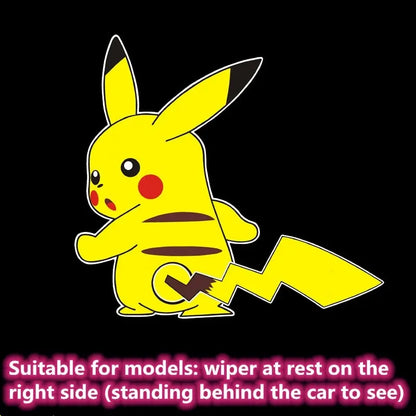 Pokemon Cute Pikachu Reflective Wiper Decorative Stickers Car Rear Window Wagging Tail Modification Decals Children's Toys