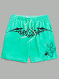 New men's summer shorts loose casual home shorts 3D printed sporty three headed wolf print Harajuku shorts Hawaii beach shorts