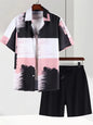 Summer Men's Short Sleeve Shirt And Beach Shorts Set Ethnic Print Outdoor Street Men's Fashion Shorts Men's Short Sleeve Shirt