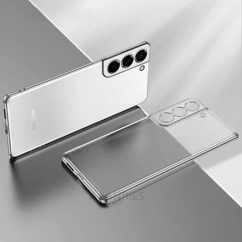 Luxury Gold Plating Phone Case For Samsung Galaxy S21 Ultra S20 Plus S22 S 21 20 5g Camera Protect Transparent Silicone Cover