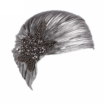 New Women Gold Silver Turban Hats Chemo Bandana Hijab Pleated Indian Cap Turbante Hat Ladies Hair Loss Headscarf Muslim Headwear