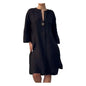 Soft Fabric Women Dress Button V-neck Dress Women's Loose V Neck A-line Midi Dress with Three Quarter Sleeves for Wear