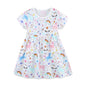2-7T Jumping Meters Rainbow Short Sleeve Baby Princess Dresses Summer Girls Party Dress  Children Clothing Toddler Dresses