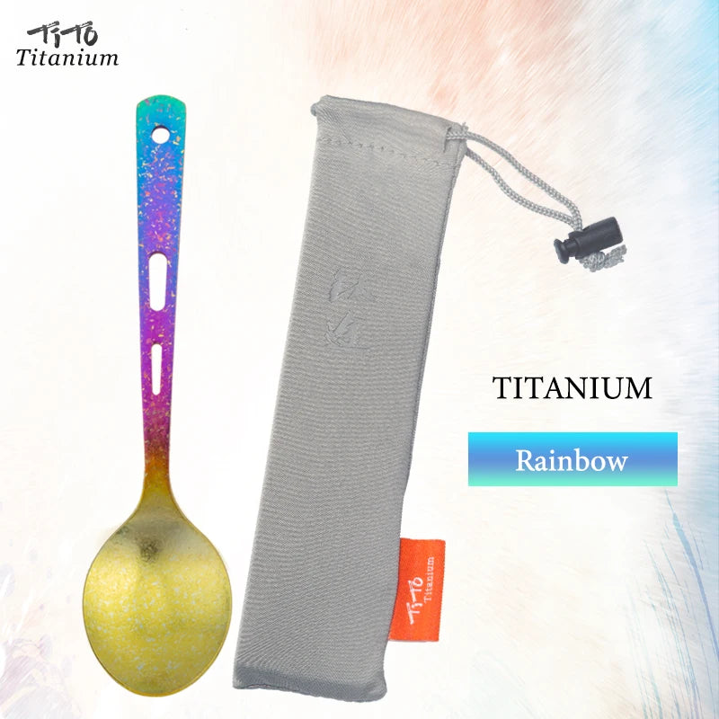 TiTo TiTanium Spork Spoon Tableware Combination Outdoor Camping Titanium Alloy Fork Collection Travel Knife Practical 3Pcs Set
