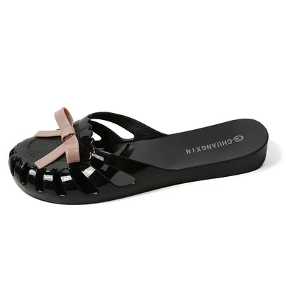 Women Slippers Summer New Women's Shoes Sandals Flat PVC Jelly Shoes Women's Beach Slippers Women's Trendy Toe Shoes Fashion