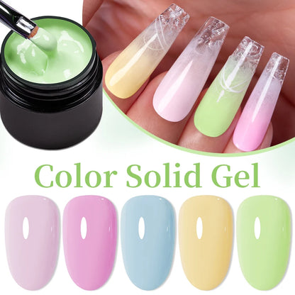 BOZLIN 5ML Color Solid Nail Gel Colorful Painting Nail Art Varnish Semi Permanent Solid Polish UV Nail Gel Top Coat Manicure