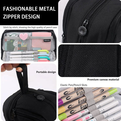 Large capacity stationery case, durable oxford cloth pencil case, portable organizer for school, office and university supplies