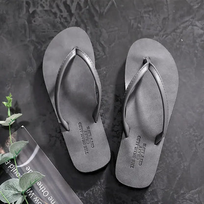 2023 Flip-flops Women Fashion Sandals Couples Clip-on Leather Beach Slippers Summer Outside Flat with Slipper Women Men Shoes