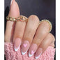 24pcs Black 3D Bow Almond Fake Nails Tips Pearl Love Sequin Design False Nails Art Removable Waterproof Artificial Press on Nail