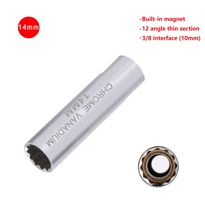 Universal Spark Plug Sleeve Wrench 3/8" Socket Magnetic 12-Point Angle Thin Wall Spark Plug Car Removal Tools 14mm 16mm CR-V