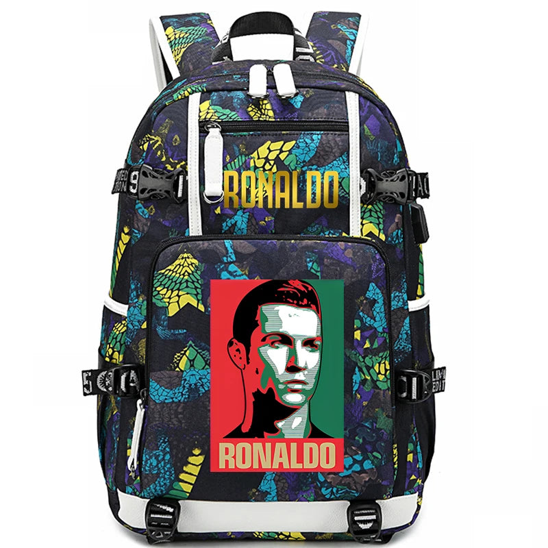 Ronaldo Print Student School Bag Children's Backpack Outdoor Travel Bag