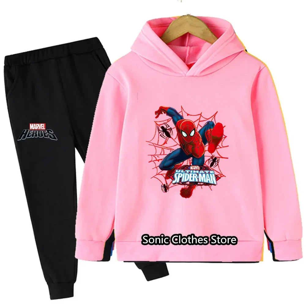 Spiderman Boys Sweater Set Spring and Autumn New Pullovers Children's Boys Big Children's All-match Two-Piece Suit