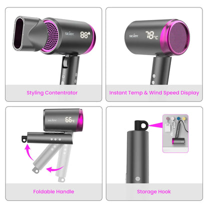 SEJOY Hair Dryers 1800W Professional Salon Hair Dryer Ionic Blow Dryer with Negative Nozzle