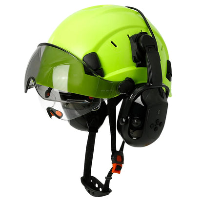 Bluetooth 5.0 Earmuffs Safety Helmet With Visors For Engineer ABS Carbon Fiber Pattern Construction Hard Hat Industrial Cap ANSI