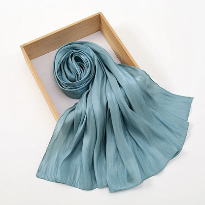 New Premium Silk Crinkle Hijab Scarf Women Shawls Plain Muslim Women Hijabs Breathab Islam Women Turban Pleated Scarf Ramadan