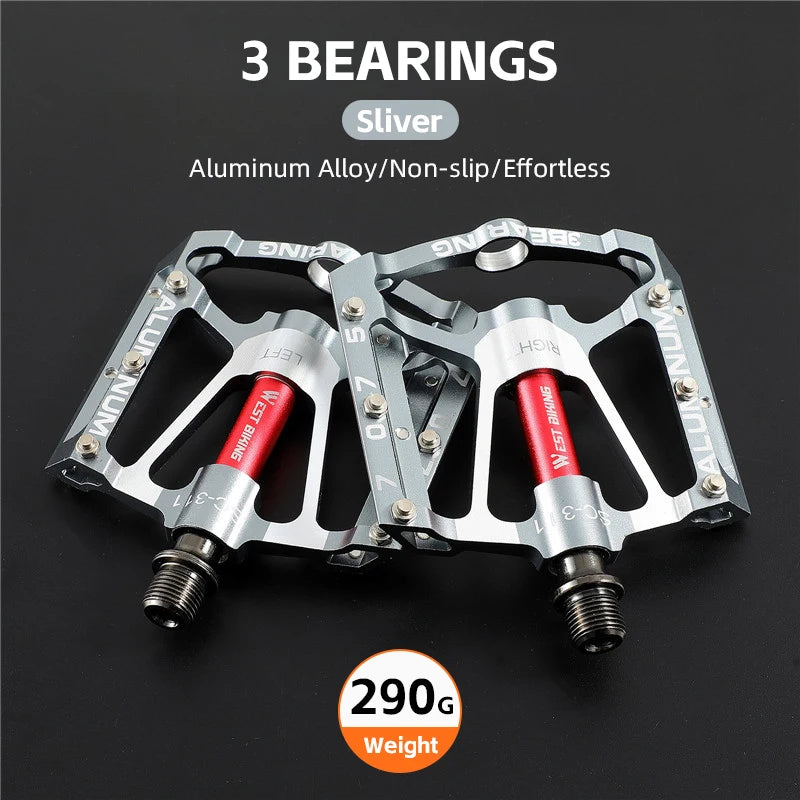 WEST BIKING MTB Cycling Pedals Sealed Bearing Ultralight Aluminum Alloy Footboard Anti-Slip Bicycle Platform Pedals Bike Parts