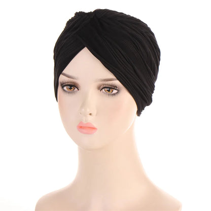 New Women Gold Silver Turban Hats Chemo Bandana Hijab Pleated Indian Cap Turbante Hat Ladies Hair Loss Headscarf Muslim Headwear