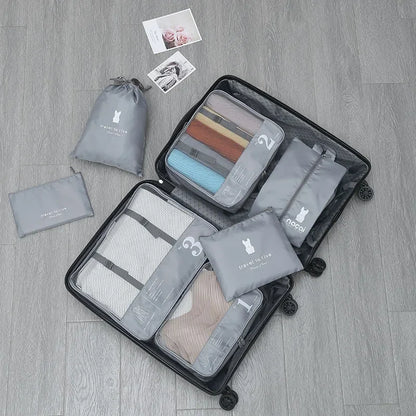 6/7 Pcs Set Travel Organizer Storage Bags Suitcase Packing Cubes Cases Portable Wardrobe Luggage Clothes Shoe Pouch Fold