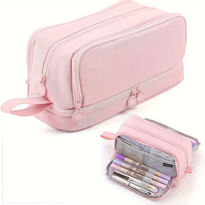 Large capacity stationery case, durable oxford cloth pencil case, portable organizer for school, office and university supplies