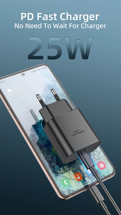 5/10pcs 25W Fast Charging Type C PD Wall Charger USB-C Power Adapter For Samsung S20 S21 S22 S23 Note 20 Extra Cable