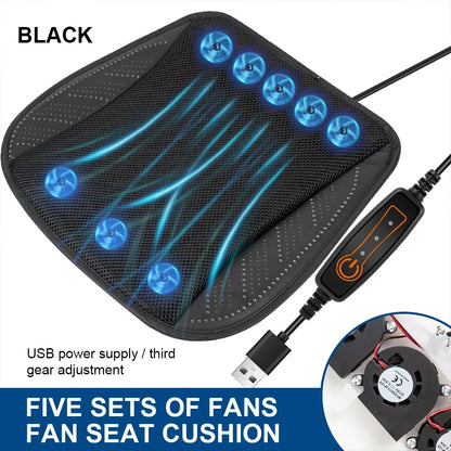 Universal Car Seat Summer Cool Air Seat Cushion With USB Fan Fast Blowing Ventilation Seat Cooling Refrigerated Car Seat