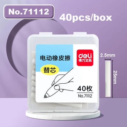 Deli Electric Rubber Pen Automatic Eraser with Erasers Refills Battery Power for Kids Sketch Drawing Erasing Stationery Supplies