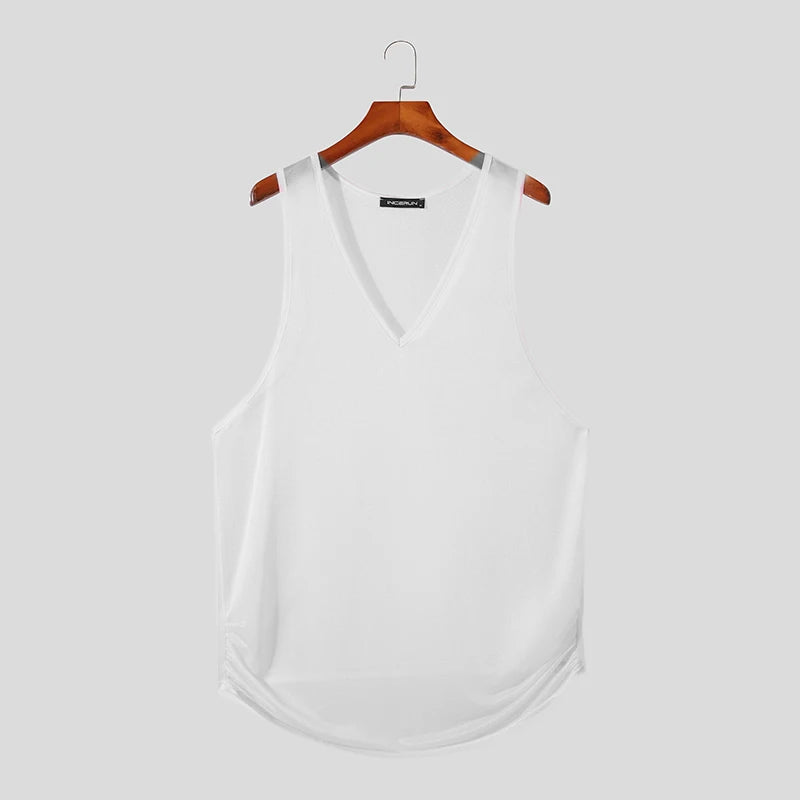INCERUN Tops 2024 American Style Fashion Men's Personality Deconstruction Vests Casual Clubwear Hot Selling Thin Tank Tops S-5XL