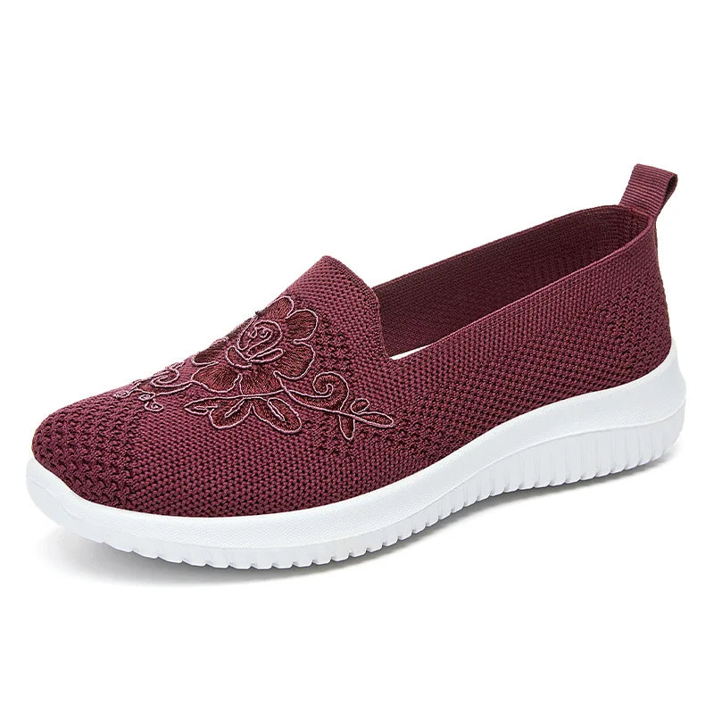 Summer Mesh Knitting Sneakers Women Breathable 2023 Shoes Non-slip Ladies Casual Nurse Office Shoes Ballet Flats