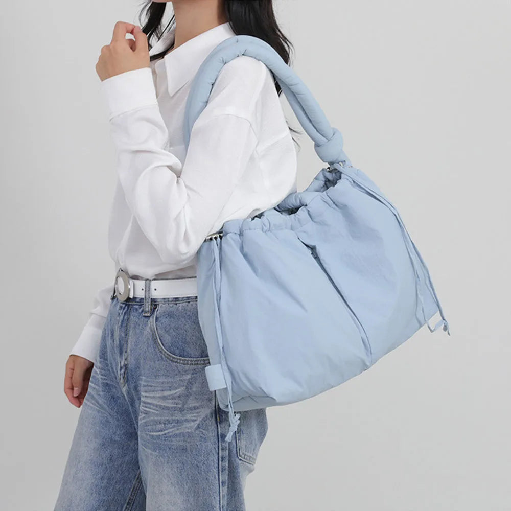Casual Nylon Soft Padded Handbag Designer Soft Puff Women's Shoulder Crossbody Bag Simple Retro Large Capacity Handbag-ll