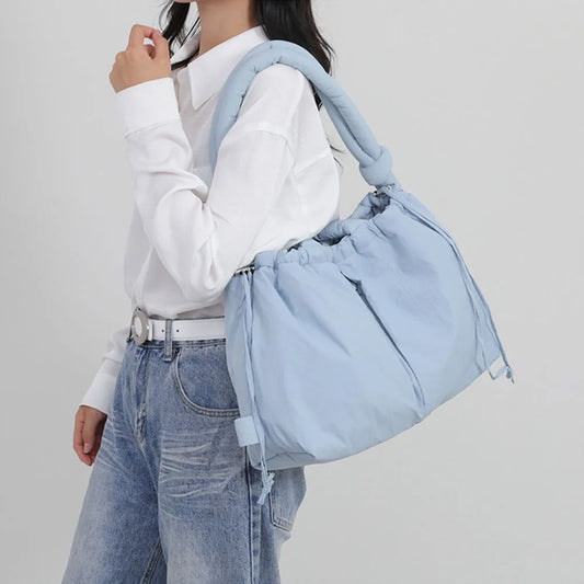 Casual Nylon Soft Padded Handbag Designer Soft Puff Women's Shoulder Crossbody Bag Simple Retro Large Capacity Handbag-ll