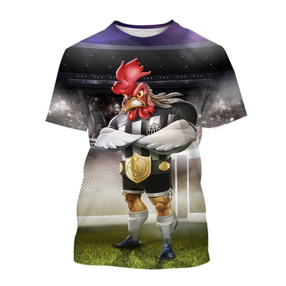 2024 Fashion Graphic Chicken 3D Printing Men's T-shirt Funny Anime Chicken Unisex Casual Short Sleeve tees tops