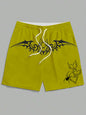 New men's summer shorts loose casual home shorts 3D printed sporty three headed wolf print Harajuku shorts Hawaii beach shorts
