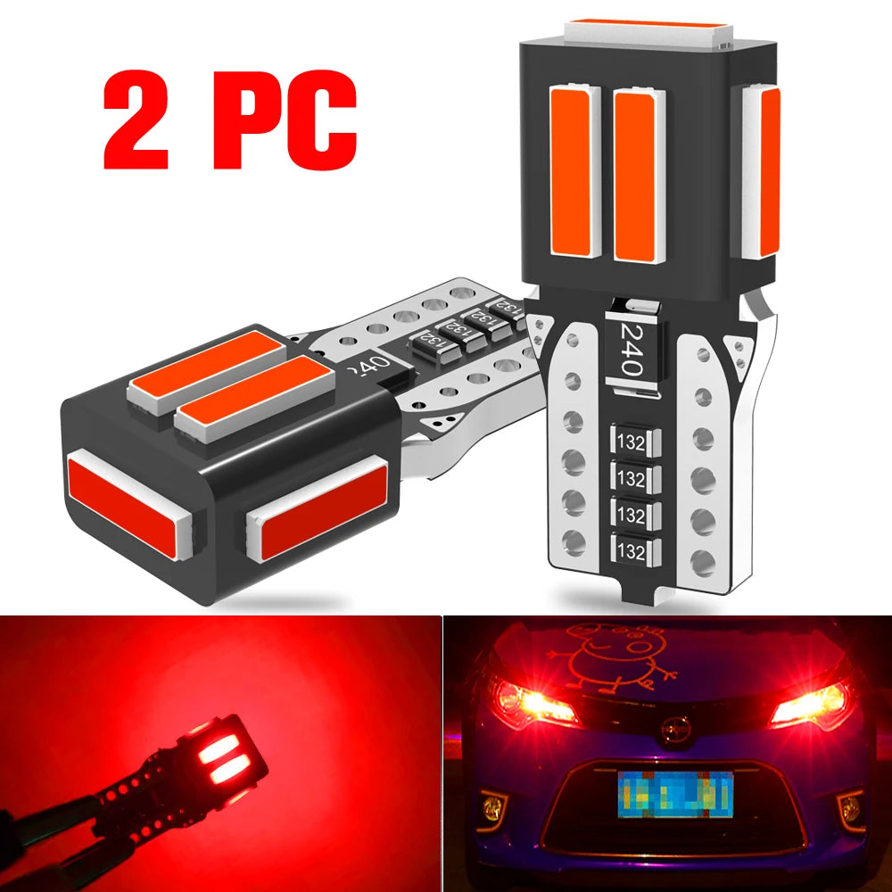 A pack 7020 SMD T10 W5W 194 Led Bulb Parking Car LED Side Light Trunk Lamp 12V White Lighting For Peugeot 206 308 307 207 Orange