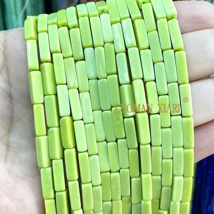 4x13mm Square Natural Stone Light Lavender Chalcedony Loose Spacer Beads for Jewelry Making Diy Bracelet Charms Accessories