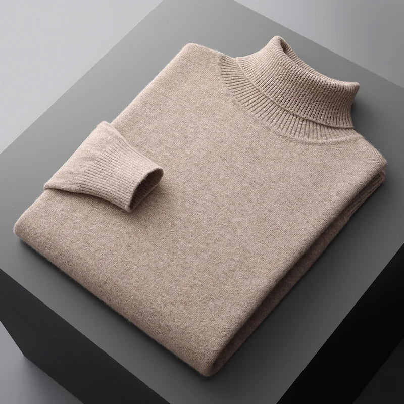 Autumn and winter new 100% merino cashmere sweater men's knitted pullover padded warm neck fashion loose plus size coat