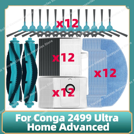 Fit For Conga 2499 Ultra Home Advanced Titanium / Atvel SmartGyro R80 Base Main Side Brush Filter Mop Cloth Dust Bag Parts