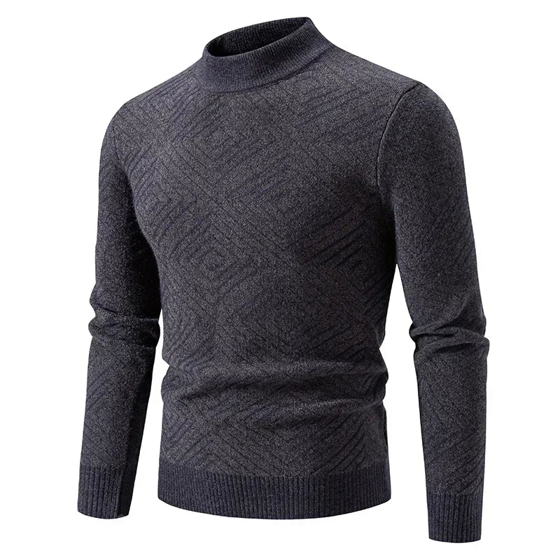 2025 High Quality Men's New Autumn and Winter Casual Warm Color Block Sweater Knit Tops Man Clothes
