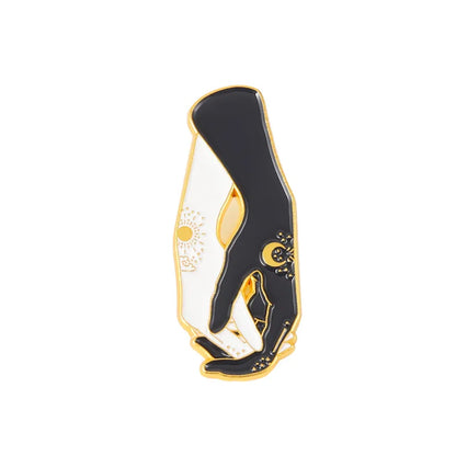 Cartoon Black White Animal Hug Enamel Pins Fox Koi Fish Dinosaur Deer Rabbit Crescent Ghost Alloy Brooch Badge Fashion Jewelry