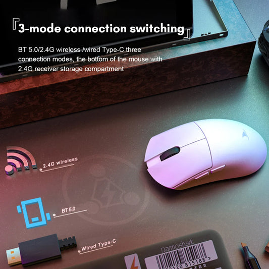 Motospeed Darmoshark M3 Wireless Mouse Gaming Esports Mouse 2.4G BT Type-C Wired Slim Rechargeable Slience Mouse for PC Notebook