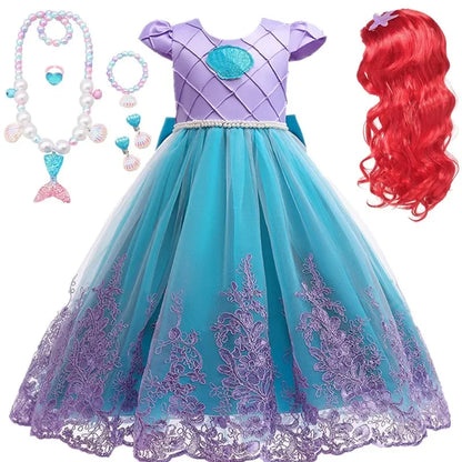 Fancy Mermaid Costumes for Girls 4-10 Y Ariel Cosplay Birthday Princess Dress Halloween Carnival Party Gown Girls Mermaid Dress