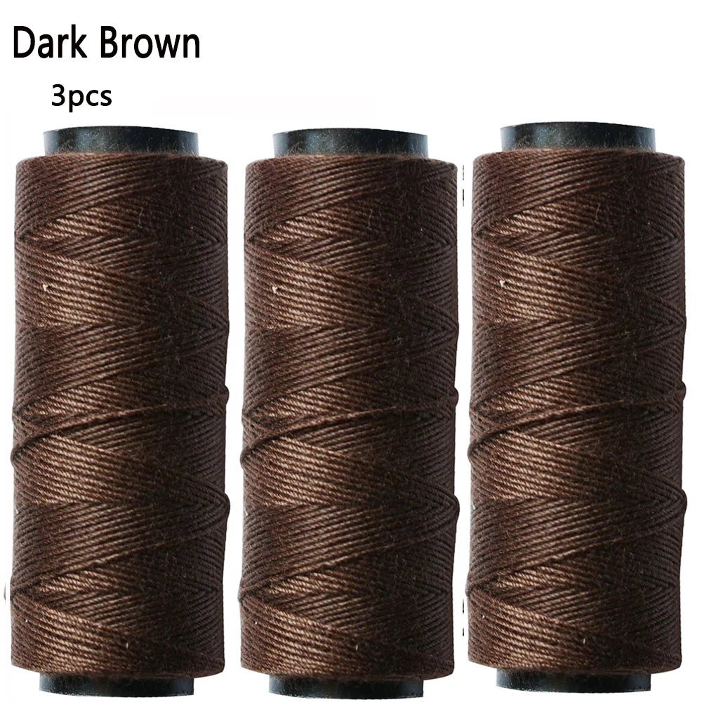 3/5 Rolls Sewing Threads Using for Hand Sewing Hair Extensions Making Wigs DIY (Black, Brown, Dark Brown, Beige, Khaki)