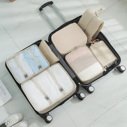 6/7 Pcs Set Travel Organizer Storage Bags Suitcase Packing Cubes Cases Portable Wardrobe Luggage Clothes Shoe Pouch Fold