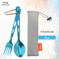 TiTo TiTanium Spork Spoon Tableware Combination Outdoor Camping Titanium Alloy Fork Collection Travel Knife Practical 3Pcs Set