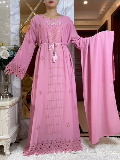 2024 Fashion Diamonds Hollow design Abaya Ramadan Eid Closed Long Abaya Dubai Women Muslim Dress Modest Islamic Clothing