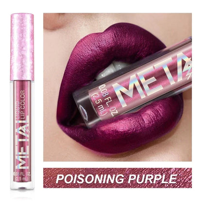 Glitter Metallic Lip Gloss Waterproof Matte Shiny Liquid Lipstick Shimmer Lip Tint Lasting Non-stick Cup Lips Makeup Cosmetics