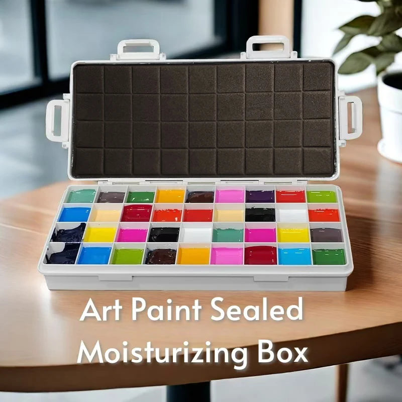 Sealed Moisturizing Paint Box 12/24/36 Grid Oil Pigment Organizer Watercolor Palette Acrylic Paints Storage Art Supplies