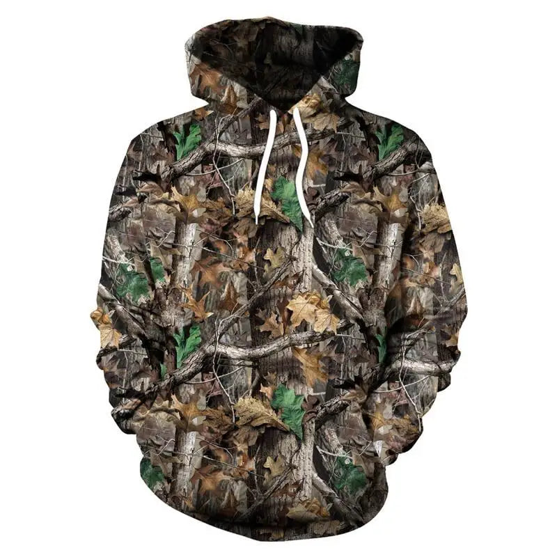 2024 Four Seasons Maple Leaf Camouflage 3D Sports Shirt Men's Fishing Outdoor Camping Hunting Clothing Jacket Men's Hoodie