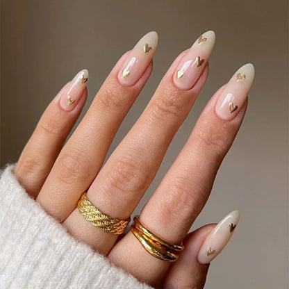 24pcs Black 3D Bow Almond Fake Nails Tips Pearl Love Sequin Design False Nails Art Removable Waterproof Artificial Press on Nail